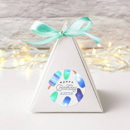 Blauwe populatie Gepersonaliseerde kinderen Birthd Ronde Sticker