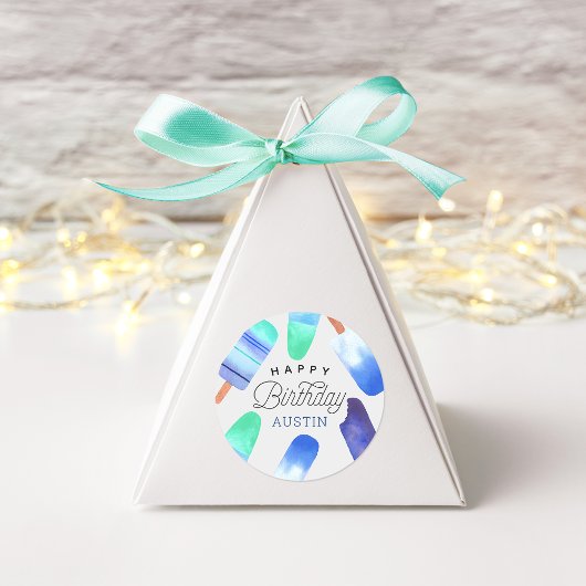 Blauwe populatie Gepersonaliseerde kinderen Birthd Ronde Sticker