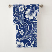 Blauwe porseleinen bloei bad handdoek (Insitu)