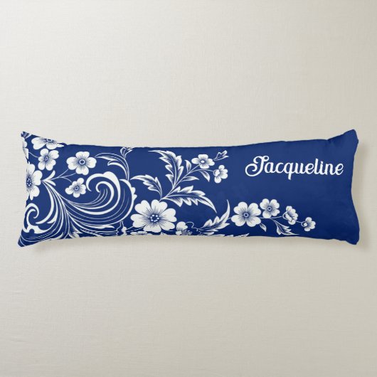 Blauwe porseleinen bloei lichaamskussen (Voorkant)