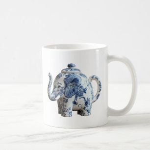Blauwe porseleinen olifantentheepot koffiemok