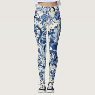 Blauwe Porseleinen Zwanentuin Leggings