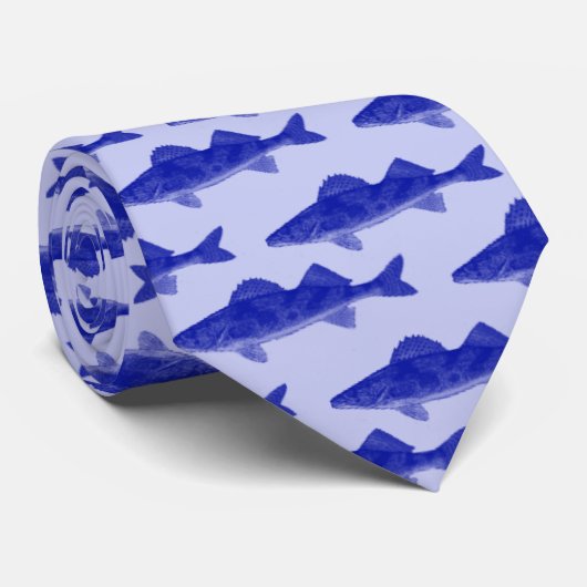 Blauwe portefeuillevissen stropdas (Opgerold)