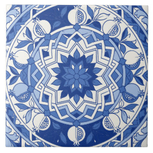 Blauwe Portugese Azulejo Granaatappel Medaillon Tegeltje