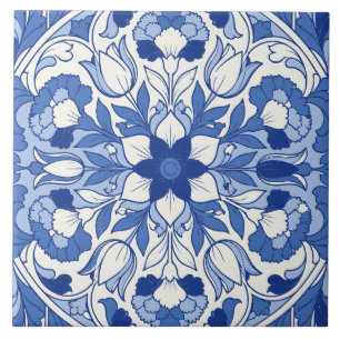 Blauwe Portugese Azulejo Tulp Medaillon Tegeltje