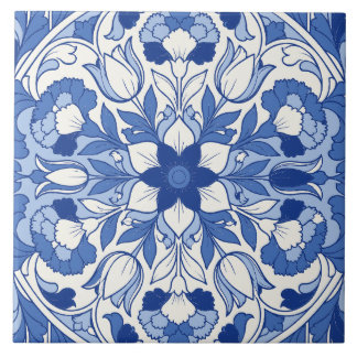 Blauwe Portugese Azulejo Tulp Medaillon Tegeltje
