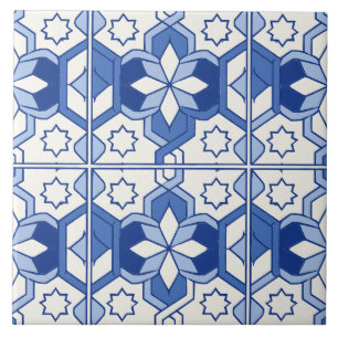 Blauwe Portugese Azulejo Zeshoekige Ster Tegel Tegeltje