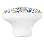 Blauwe Portugese teeltegel, bruin staal Keramische Knop (Zijkant)