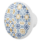 Blauwe Portugese teeltegel, bruin staal Keramische Knop (Rechts)