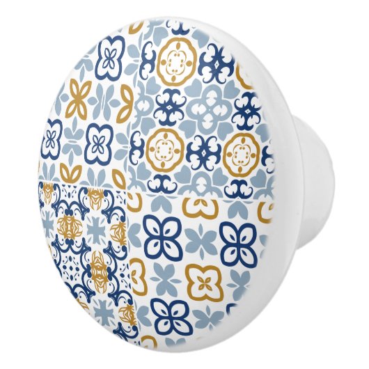 Blauwe Portugese teeltegel, bruin staal Keramische Knop (Rechts)