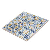 Blauwe Portugese teeltegel, bruin staal Tegeltje (Zijkant)