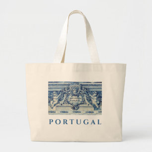 Blauwe Portugese Tegels met Engelen Grote Tote Bag