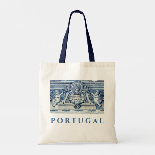 Blauwe Portugese Tegels met Engelen Tote Bag (Achterkant)