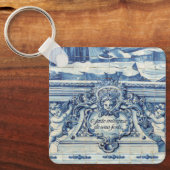 Blauwe Portugese Tegels met twee engelen Sleutelhanger (Voorkant)