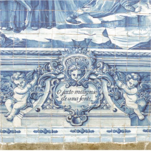 Blauwe Portugese tegels met twee engelen Sticker (Voorkant)