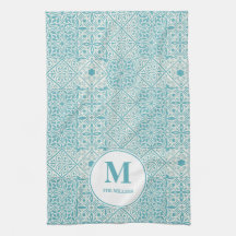 Blauwe Portugese Tiles Turquoise Monogrammed