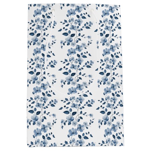 Blauwe Posies op Vine Medium Cadeauzakje (Voorkant)