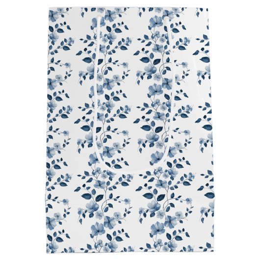 Blauwe Posies op Vine Medium Cadeauzakje (Achterkant)