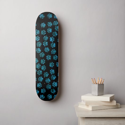 Blauwe poten, glitterpoten, blauw glitter, reuzenp skateboard (Muurkunst)