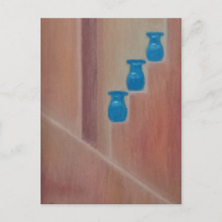 Blauwe potten briefkaart