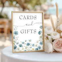 Blauwe Preppy Bloemen Watercolor Kaarten En Cadeau