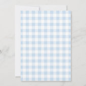 Blauwe Preppy Dwaze Gans Babyshower Uitnodiging (Achterkant)
