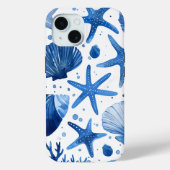 Blauwe preppy schelpen zeesterren Case-Mate iPhone case (Achterkant)