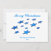 Blauwe pretsterren met aanpasbare tekst (Voorkant)