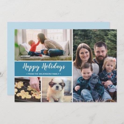 Blauwe Prettige feestdagen Feestdagenkaart (Voorkant / Achterkant)