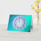 Blauwe Prettige feestdagen Kaart (Gele Bloem)