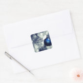 Blauwe Prettige feestdagen Vierkante Sticker (Envelop)