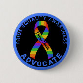Blauwe Pride Equality Awareness Black Button (Voorkant)