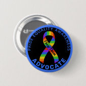 Blauwe Pride Equality Awareness Black Button (Voorkant /achterkant)