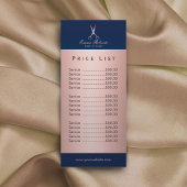 Blauwe prijslijst voor Roos met goudschaar van hai Reclamekaart