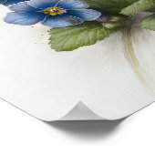 Blauwe Primrose Bloemen Art Print Poster (Hoek)