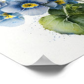 Blauwe Primrose Bloemen Art Print Poster (Hoek)