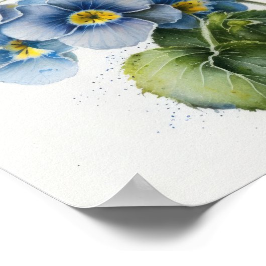 Blauwe Primrose Bloemen Art Print Poster (Hoek)