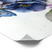 Blauwe Primrose Bloemen Art Print Poster (Hoek)