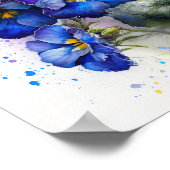 Blauwe Primrose Bloemen Art Print Poster (Hoek)