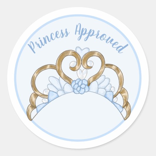 Blauwe "Princess Approved" Label Sticker (Voorkant)