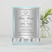 Blauwe Prins Baby Shower Uitnodiging (Staand voorkant)