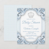 Blauwe Prins Baby Shower Uitnodigingen (Voorkant / Achterkant)