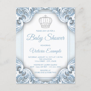 Blauwe Prins Baby Shower Uitnodigingen