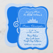 Blauwe prins Kroonspiraaltjes Birthday Kaart (Voorkant / Achterkant)