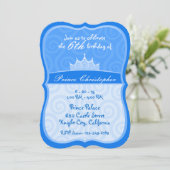 Blauwe prins Kroonspiraaltjes Birthday Kaart (Staand voorkant)