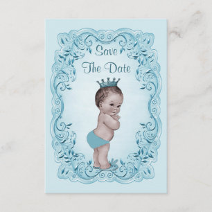 Blauwe  Prins opslaan het Baby shower Datum Save The Date