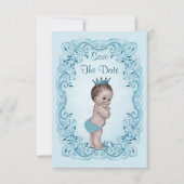 Blauwe  Prins opslaan het Baby shower Datum Save The Date (Voorkant)