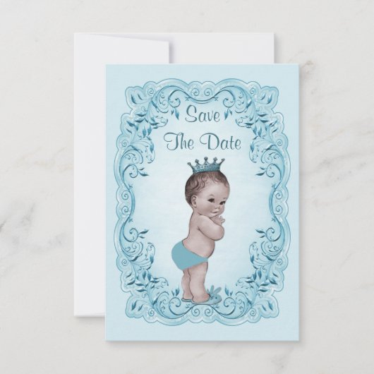 Blauwe  Prins opslaan het Baby shower Datum Save The Date (Voorkant)
