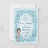 Blauwe  Prins opslaan het Baby shower Datum Save The Date (Achterkant)