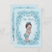 Blauwe  Prins opslaan het Baby shower Datum Save The Date (Voorkant / Achterkant)